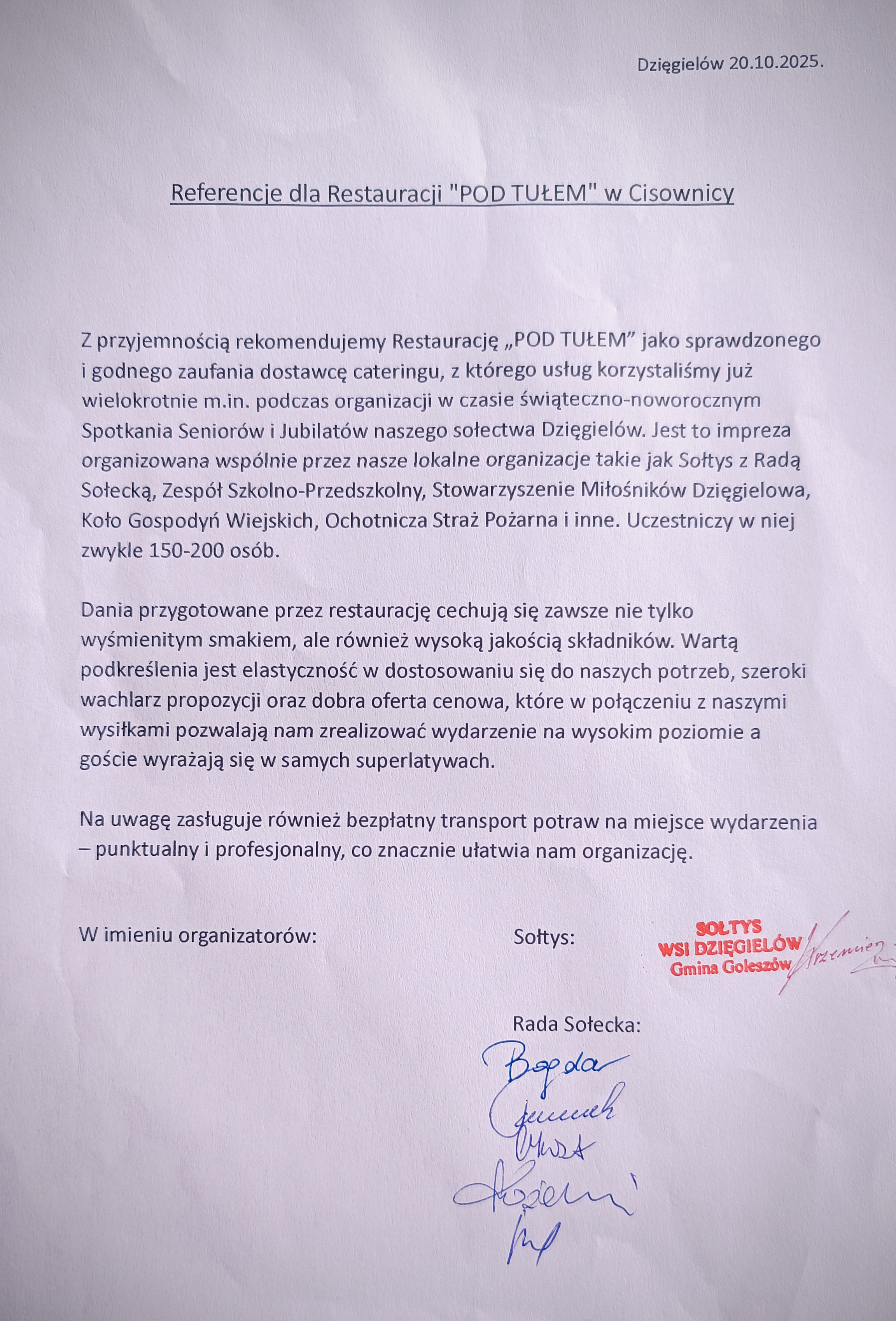 Pod Tułem, wesela, imprezy, catering - referencje 2 (2)